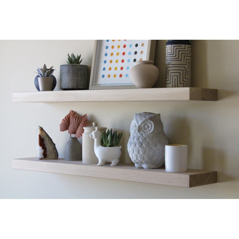 Urban Legacy Modern Hardwood Shelves 2 Piece Oak Floating Shelf, 2" H x 24" W x 7" D