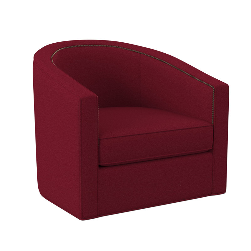 Fauteuil demi-tonneau de 34 po Ambre, Rouge Margaret, Laiton poli - petite