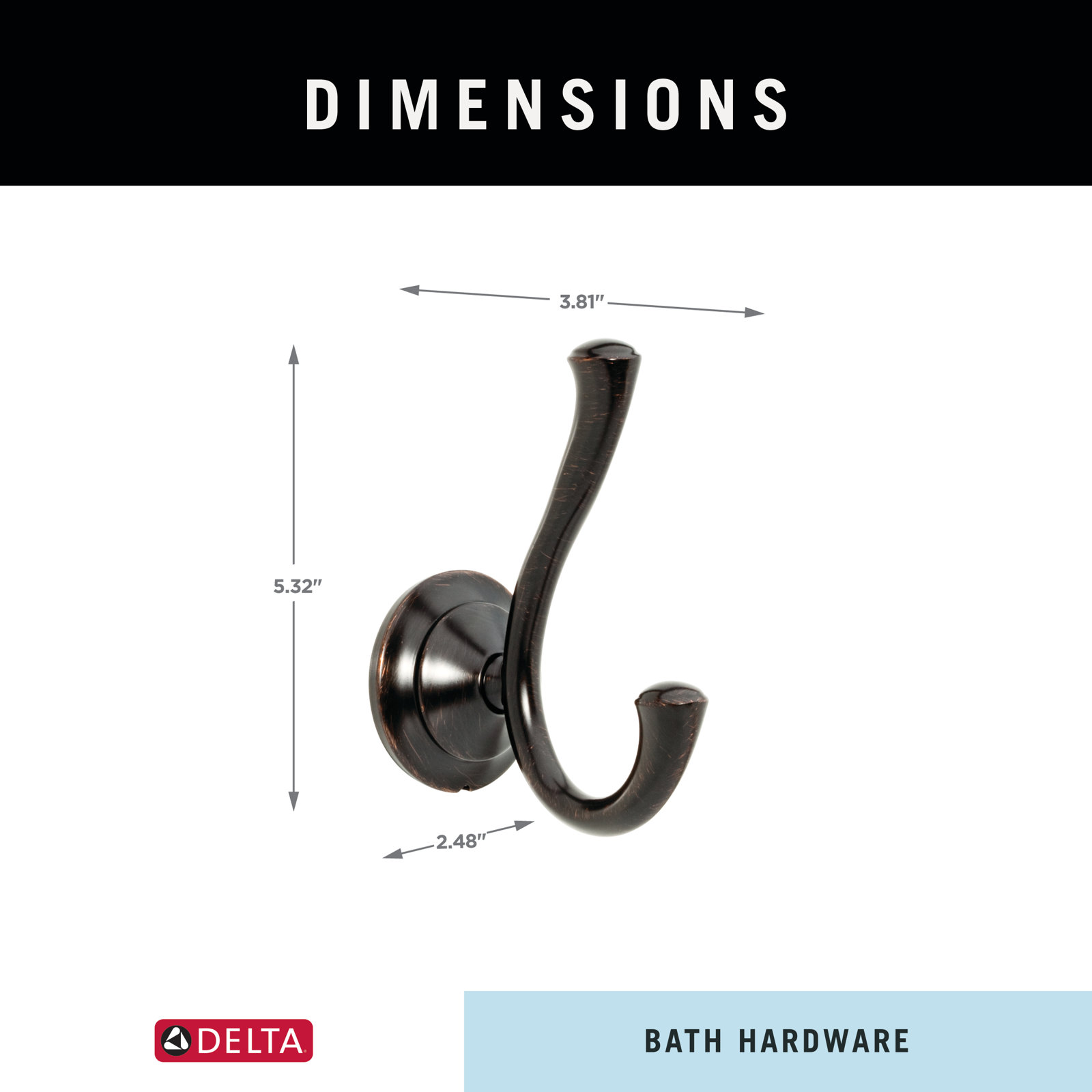 Linden™ Double Towel Hook, Venetian Bronze