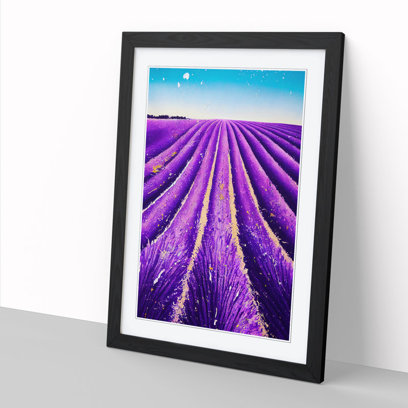 Anindo Lavender Field Paint Splatter Vol.2 1 Piece Single Picture Frame Wall Art, 46cm H x 34cm W x 2cm D, Oak