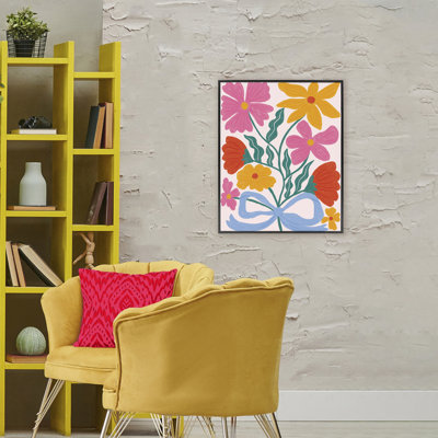 Mid Century Fresh Florals Framed Giclee, design by Lisa Barlow
