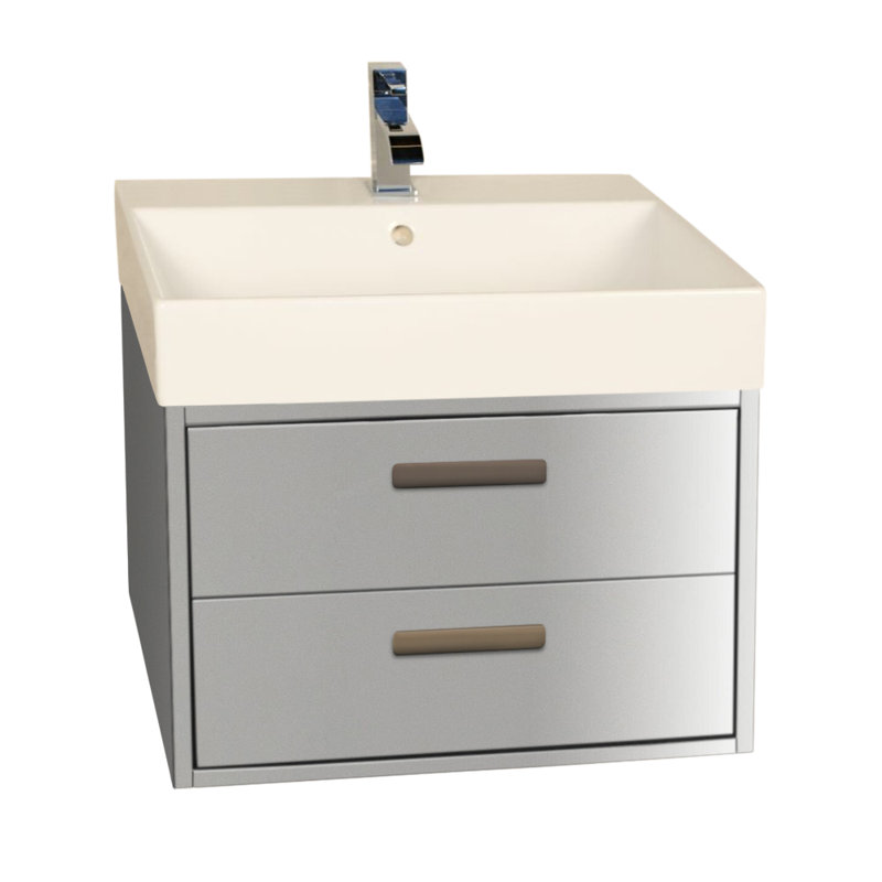 Aquasei 23.12'' W Single Bathroom Vanity Base, Gloss Ardesia