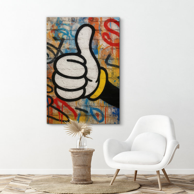 Graffiti, pouce levé à la main, Pop Art, impression sur toile encadrée, H 18 po x l 12 po x P 1,5 po, Toile tendue