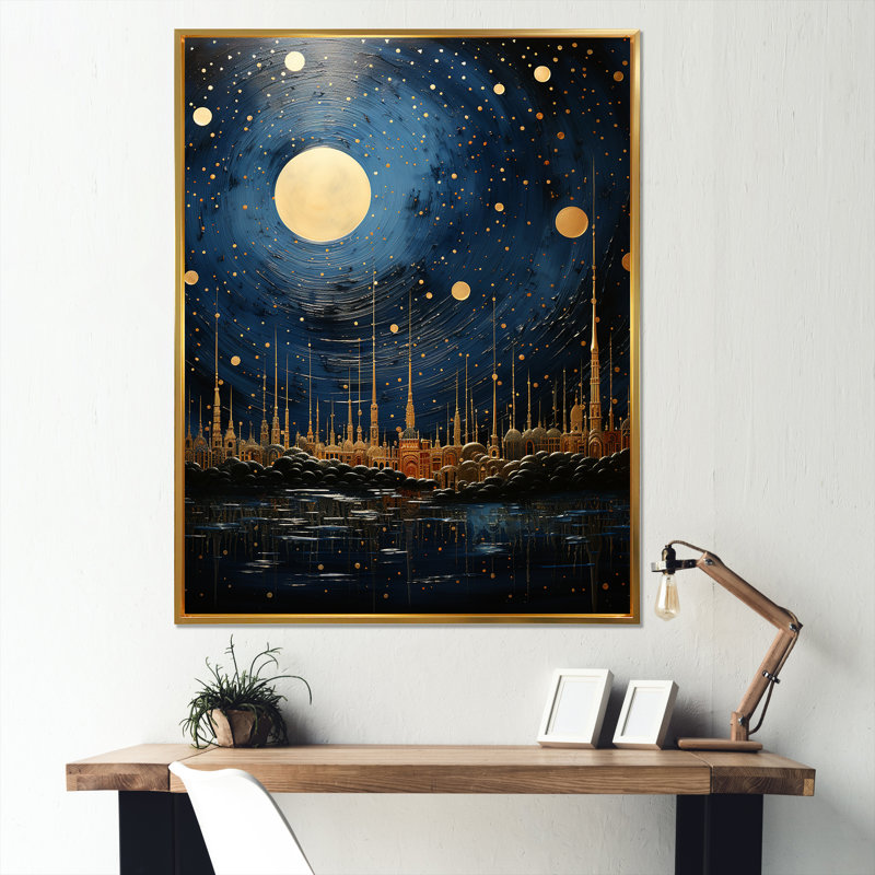 Impression sur toile abstraite Flemington_106459, H 44 po x l 34 po x P 1,5 po, Toile avec cadre flottant or