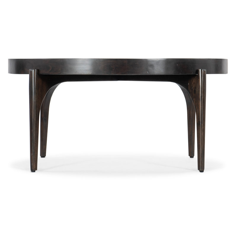 Black Acacia Wood Round Coffee Table with Storage