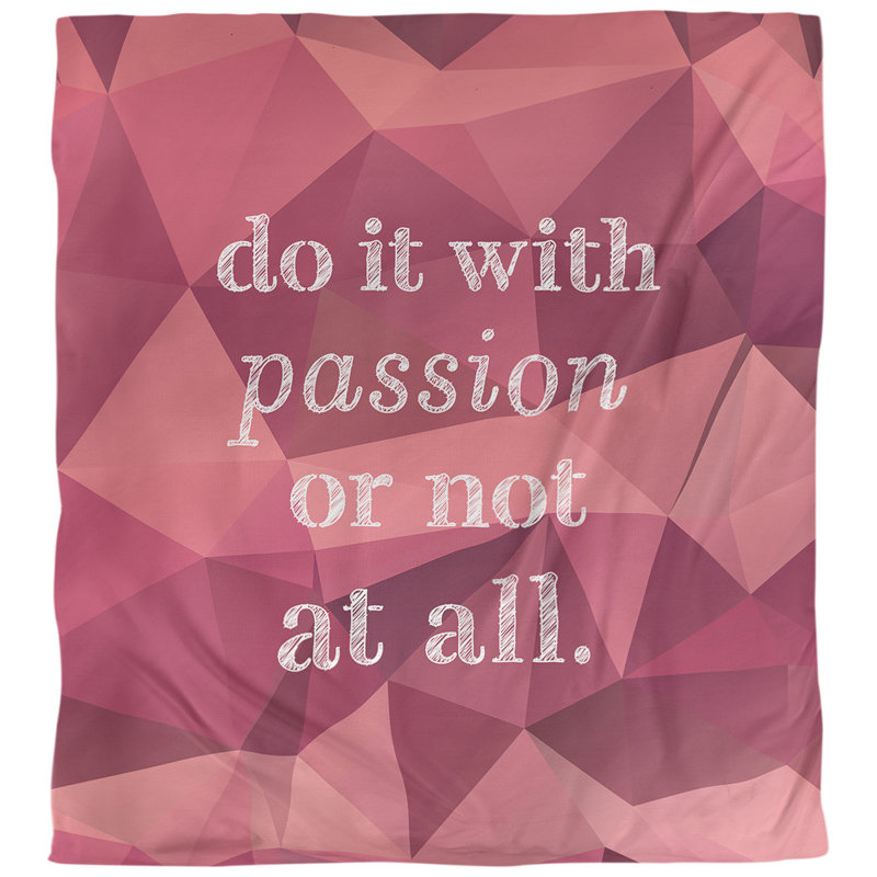 Housse de couette simple avec citation inspiration passion, Housse de couette pour grand lit, Tourmaline rose