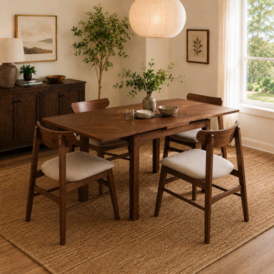 Ensemble de table de salle à manger extensible pour 4 personnes, structure en bois franc massif - Conception peu encombrante, idéale pour un espace repas compact