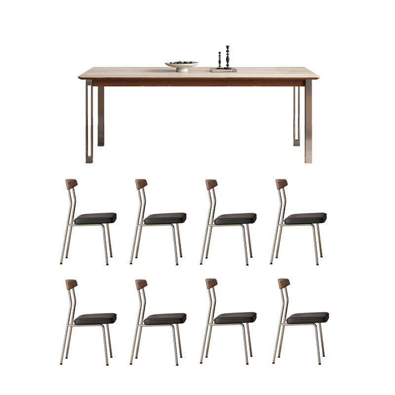 Table et chaises de salle à manger avec pierres de grotte, 9