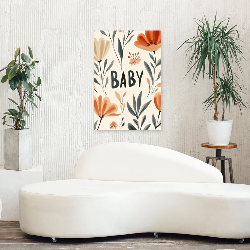 Blossom Welcome Modern Organic Whimsical Flower Landscape Wall Art Print by Treechild - Wrapped Canvas Print