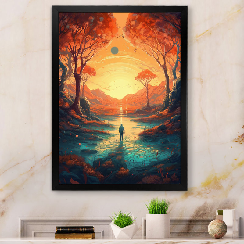 «Look Into Space V», reproduction sur toile, Cadre d'angle fermé noir, H 20 po x l 12 po x P 1 po