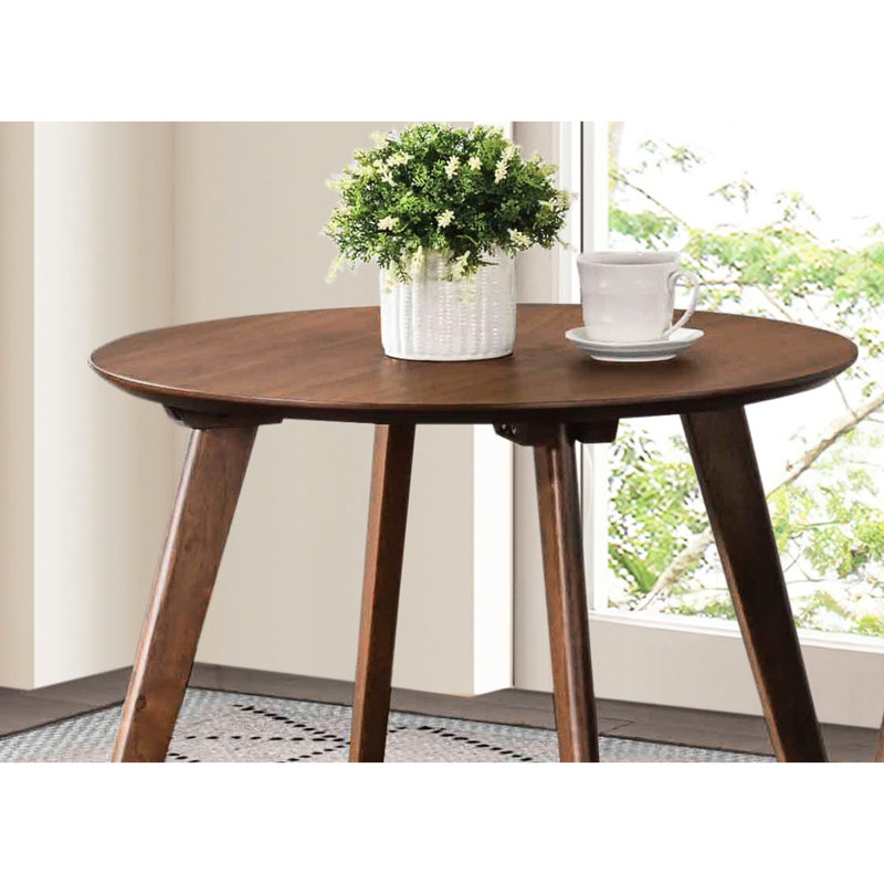 Table d'appoint ronde en noyer de style Mid-Century, structure en bois d'ingénierie, P 19,5 po x H 19,5 po.