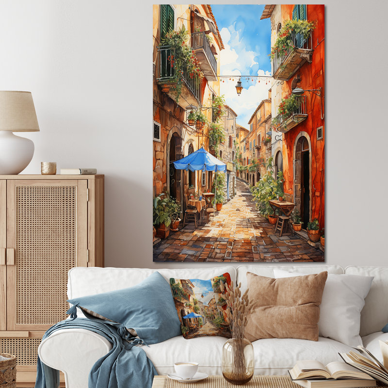 «Italian Village Essence 1», art mural Italie, Toile tendue, H 60 po x l 40 po x P 1,5 po
