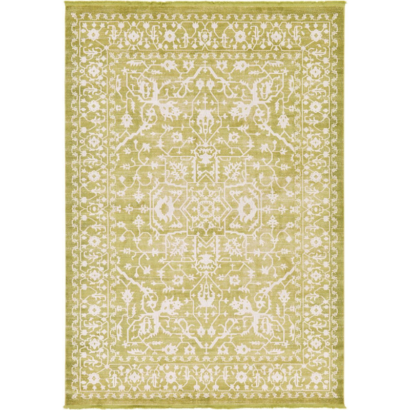 Tapis oriental vert clair Folkeste, Rectangle de 5 pi x 8 pi