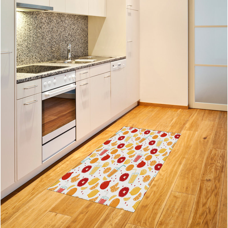 Orange High Density Long Fiber Poly Threads Decorative Area Rug Carpet, Rectangle 2'7" x 5'