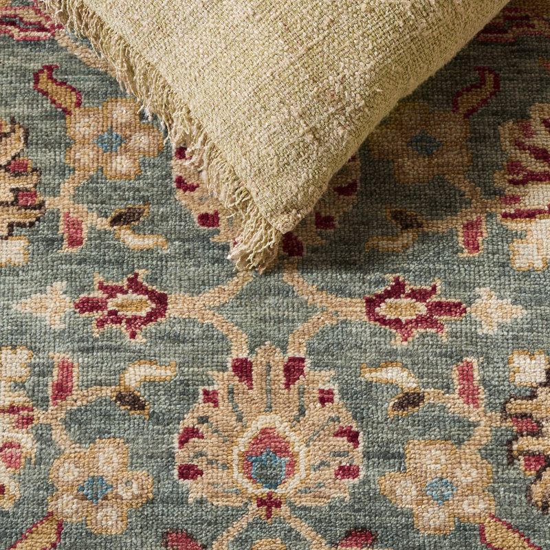 Oushak 201 en laine nouée à la main à 80%; Tapis oriental 20% coton, Rectangle 6 pi x 9 pi