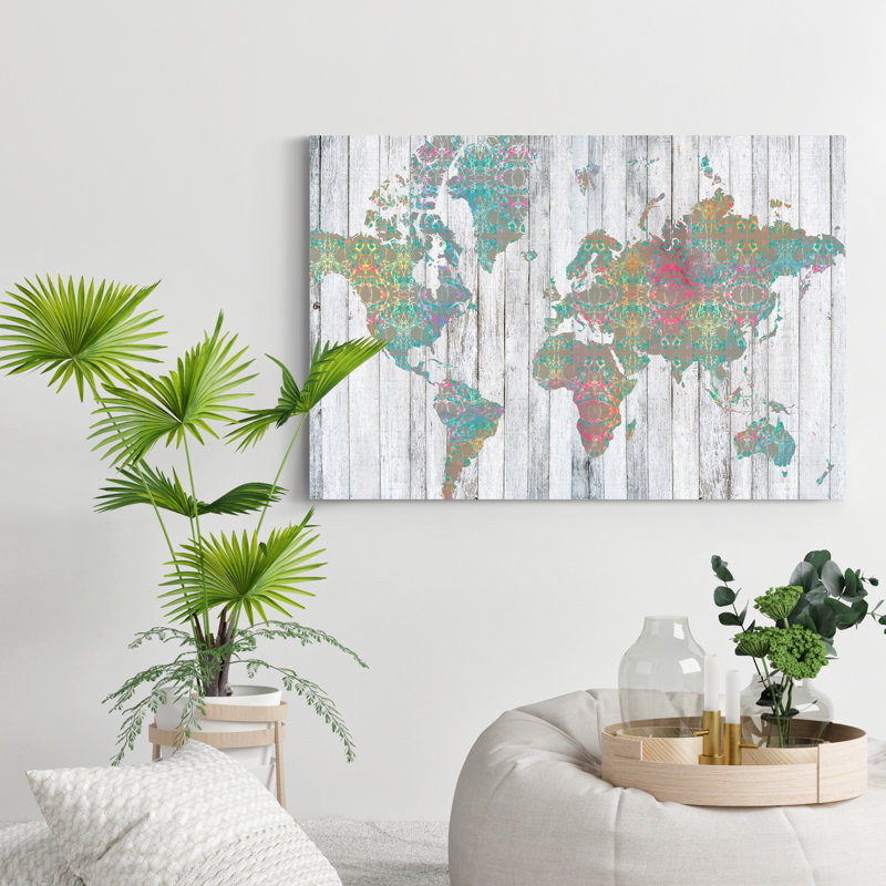 «Boho Map II», reproduction d'art sur toile, H 36 po x l 24 po