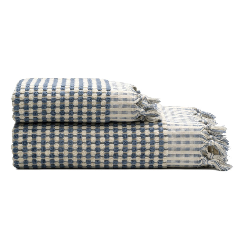 Dots Turkish Cotton Terry Towel Bundle, Slate Blue