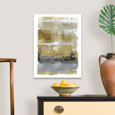 Reproduction d’art sur toile, "abstract expressions Gold Gray" par David Moore