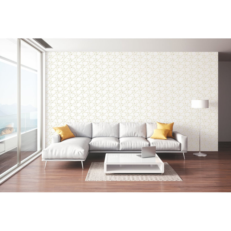 Geometric Peel & Stick Wallpaper Roll by Jamie Graney, Gray/Rose Gold