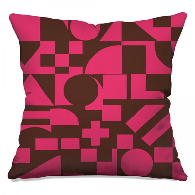 Coussins décoratifs rose et brun à formes géométriques