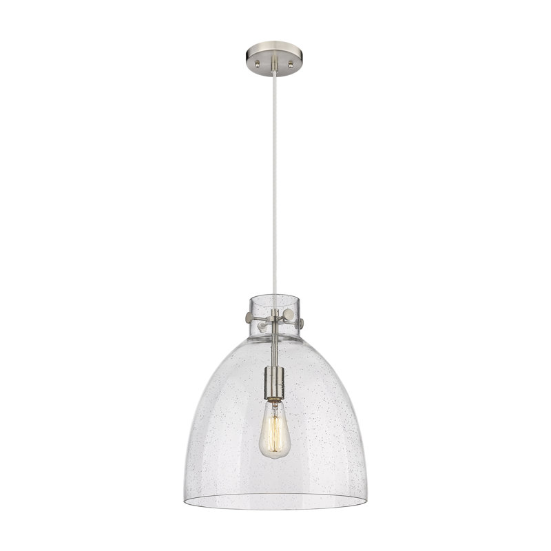 Luminaire suspendu à 1 lumière Badgett, Grainé, H 16 po x l 14 po x P 14 po, Nickel satiné