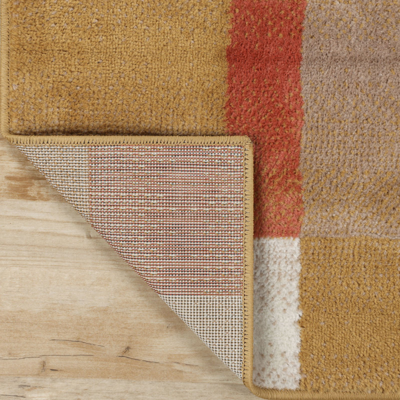 Benne Polypropylene Color Block Ginger Indoor Area Rug with Jute Backing, Rectangle 8' x 10'