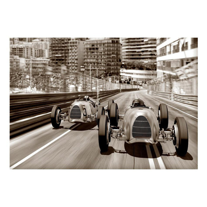 Panneau mural Formule 1 dans l'ancien temps 02, L 118 po x L 82 po, Beige / noir