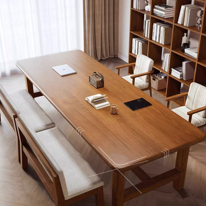 Table de salle à manger rectangulaire en bois massif brun, H 29,53 po x L 62,99 po x l 27,56 po
