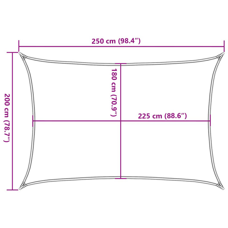 2m x 2.5m Rectangle Shade Sail