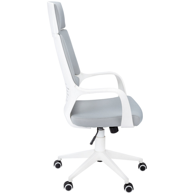 Chaise de bureau contemporaine contemporaine, avec fonction pivotante, chaise moderne gris blanc avec hauteur réglable, métal maillé, convient au travail sur ordinateur