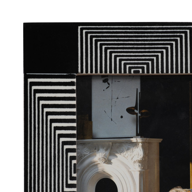 Black and White Resin Geo Lines Rectangle Photo Frame, 4" x 6"