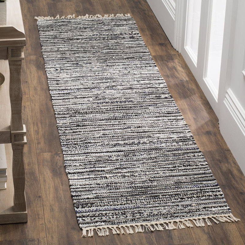 Gerow Rug Hand Woven Cotton Striped Rug, Runner 2'3" x 10'