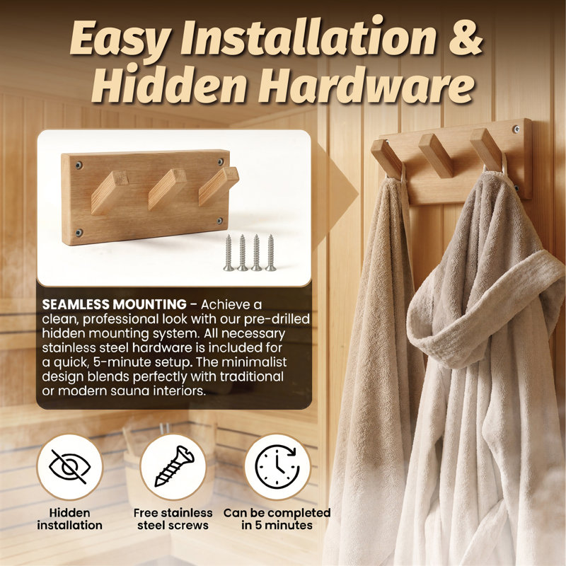 Porte-serviettes en bois Jingliving Saunas