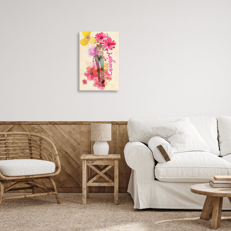 Art mural sur toile Fancy Floral Cowgirl par Andrea Haase, H 24 po x l 16 po