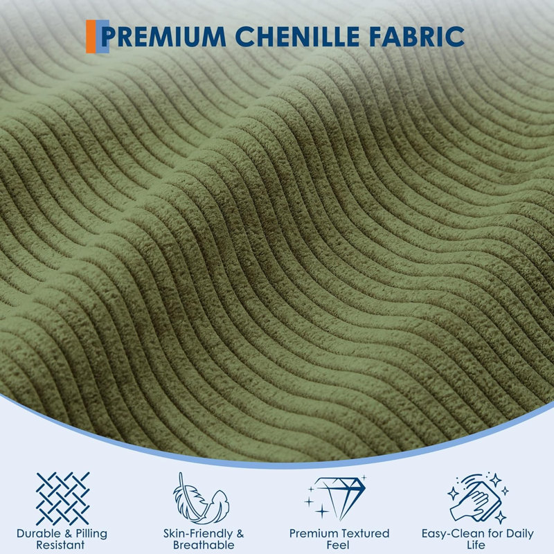Canapé modulaire en tissu de velours côtelé, Green Corduroy