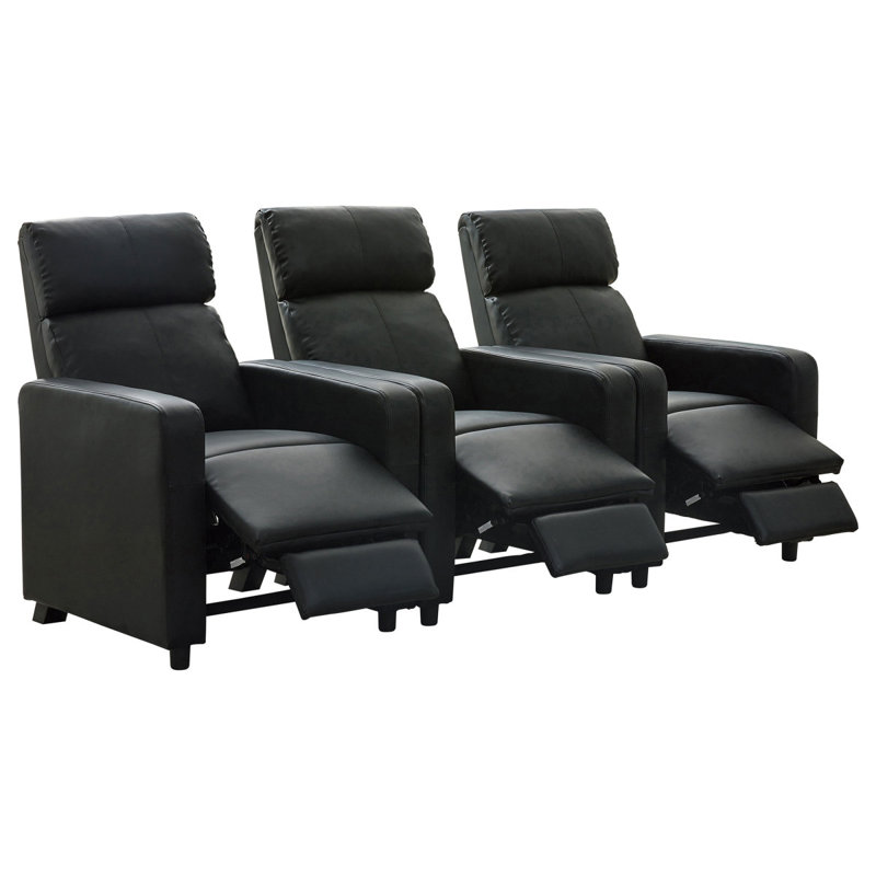 Warren Black Upholstered 3-Seater Home Theatre
