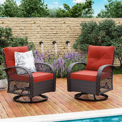 Rauridh 2 - Person Patio Furniture Rocking Chair with Cushions And Side Table