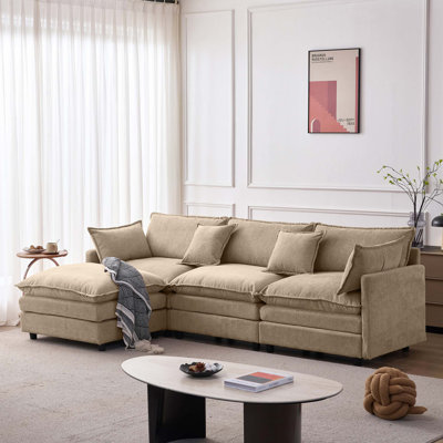Canapé modulaire en L avec repose-pieds Luxury Chenille