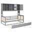 Lit de jour gris simple en bois avec lit gigogne et tablette de rangement pratique-2039027283