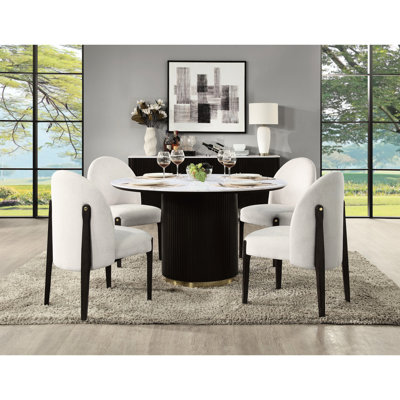 Contemporary Dining Table With Artificial Marble And Top