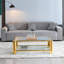 Table basse rectangulaire moderne en verre trempé transparent double couche de 47 po de largeur, table centrale avec rangement, pour le bureau à domicile, facile à assembler