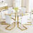 42"x42"x29.5" Modern Minimalist Table With Transparent Tempered Glass, Golden Metal Legs, For Home Decoration, Kitchen, Dining Room & Living Room, Easy Setup 42*42*29.5" Glass Table, Top Dining,