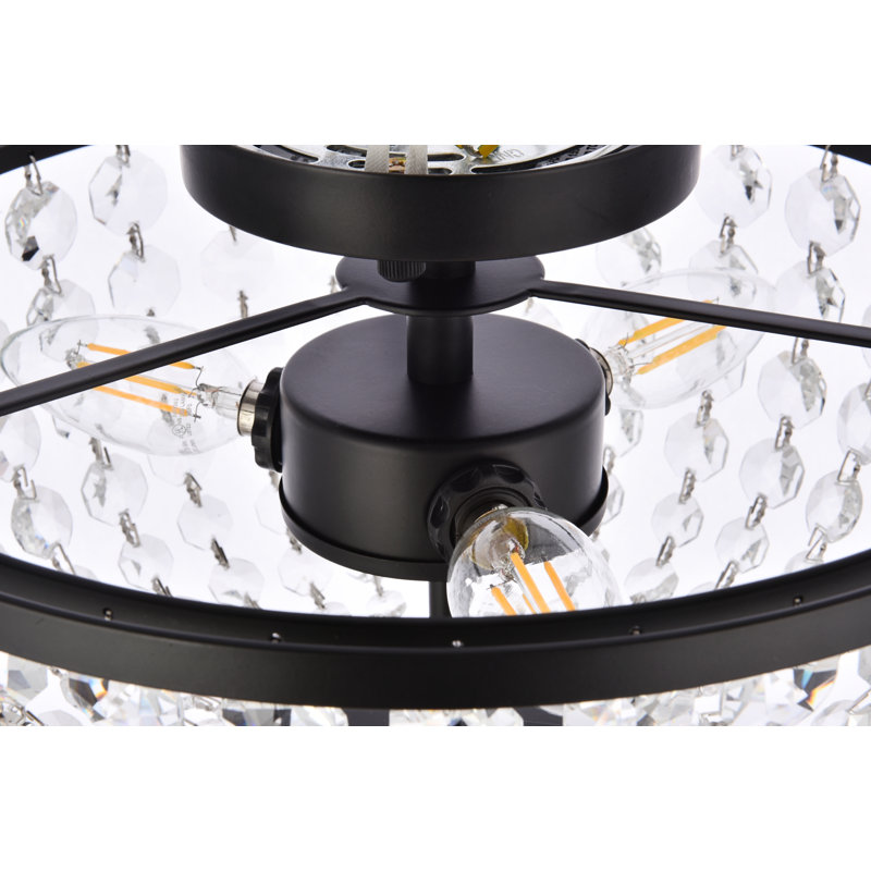 Plafonnier encastré urne unique / remarquable à 3 lumières Malden, Noir, H 8,5 po x l 13 po x P 13 po