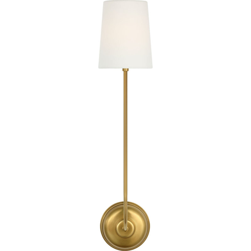 Vendome 26" Single Cordless Sconce with Linen Shade, Hand-Rubbed Antique Brass