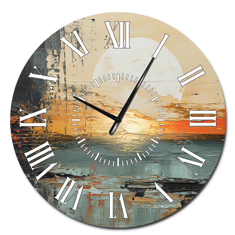 Horloge murale moderne Modern Coastal Mystic Sunrise I, Surdimensionné