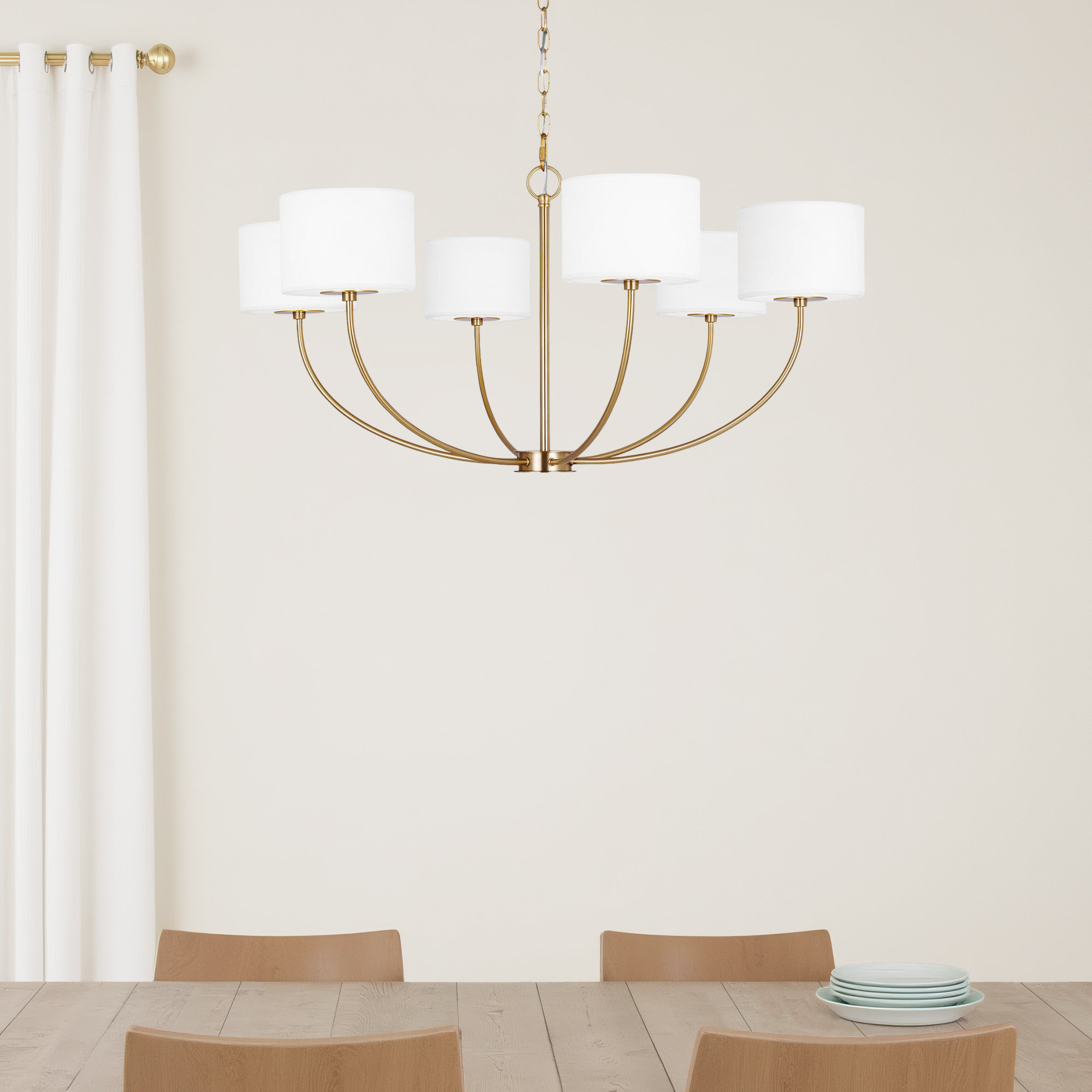Tanyel 6 - Light Metal Dimmable Chandelier, Burnished Brass