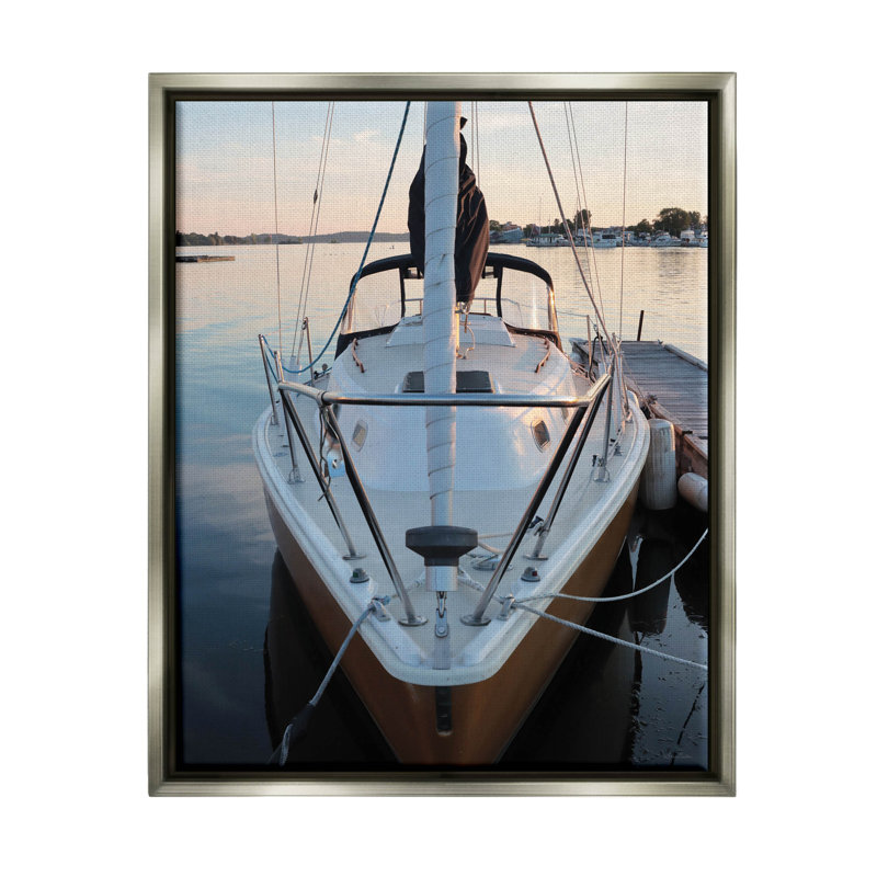«Boat Mast Ocean Marina» par Lori Deiter - Photographie à cadre flottant sur toile, H 21 po x l 17 po x P 1,7 po