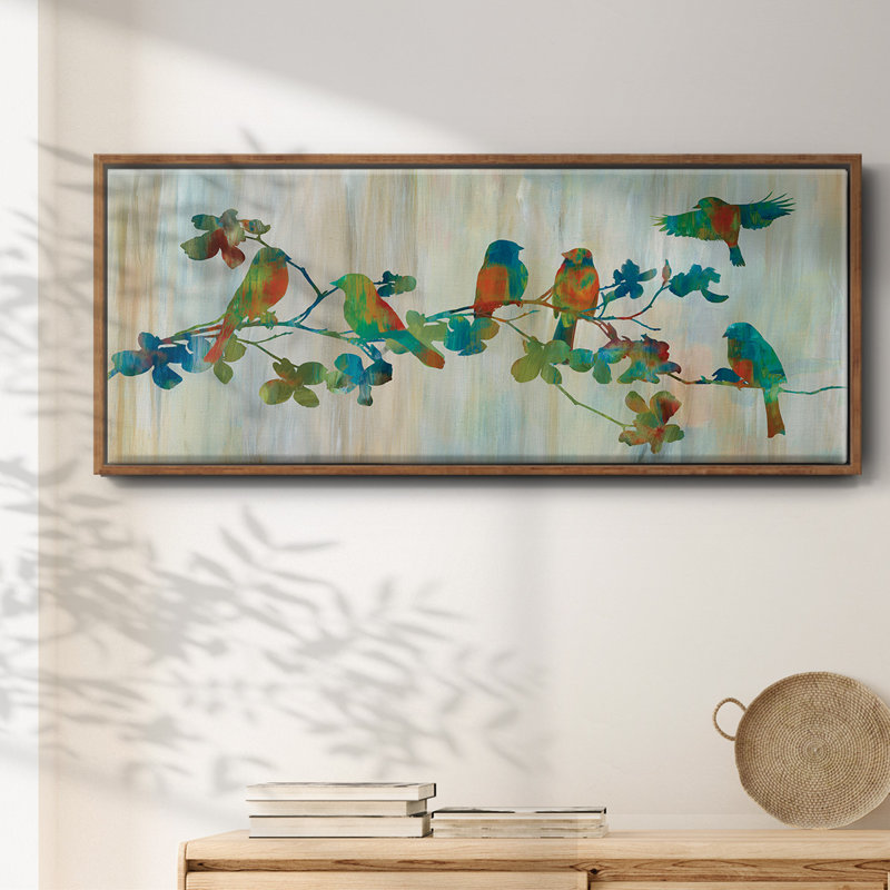 Oiseaux sur une branche - toile encadrée, H 8 po x l 20 po