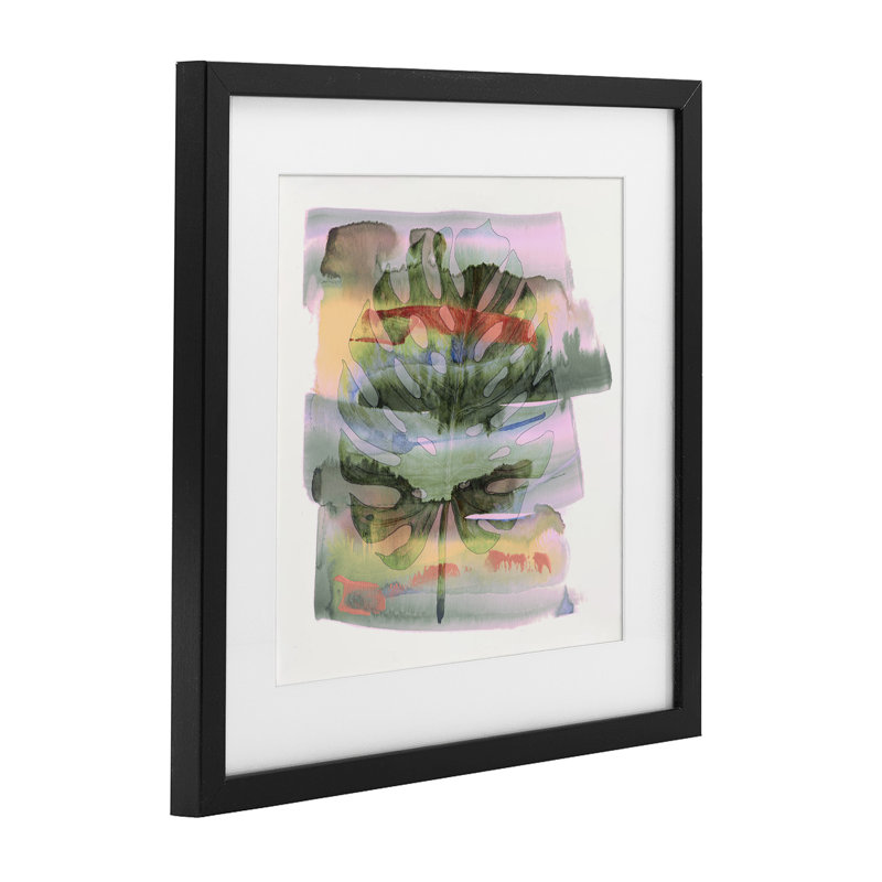 «Tropical Dream Pastel Monstera», reproduction sous verre encadrée, conception de Susan Jill, H 16 po x l 16 po