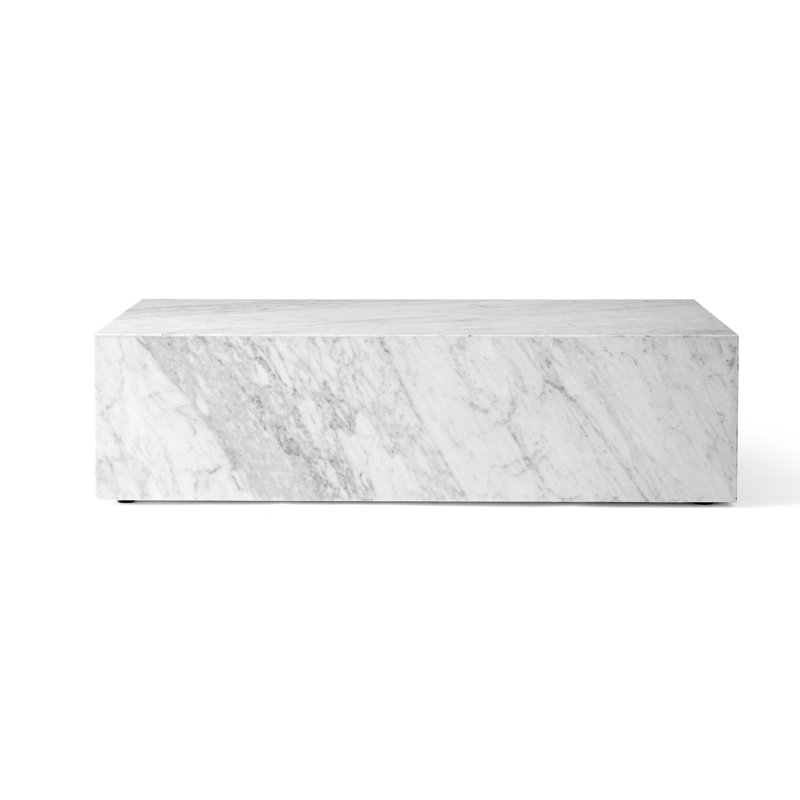 Plinth Marble Coffee Table, White Carrara